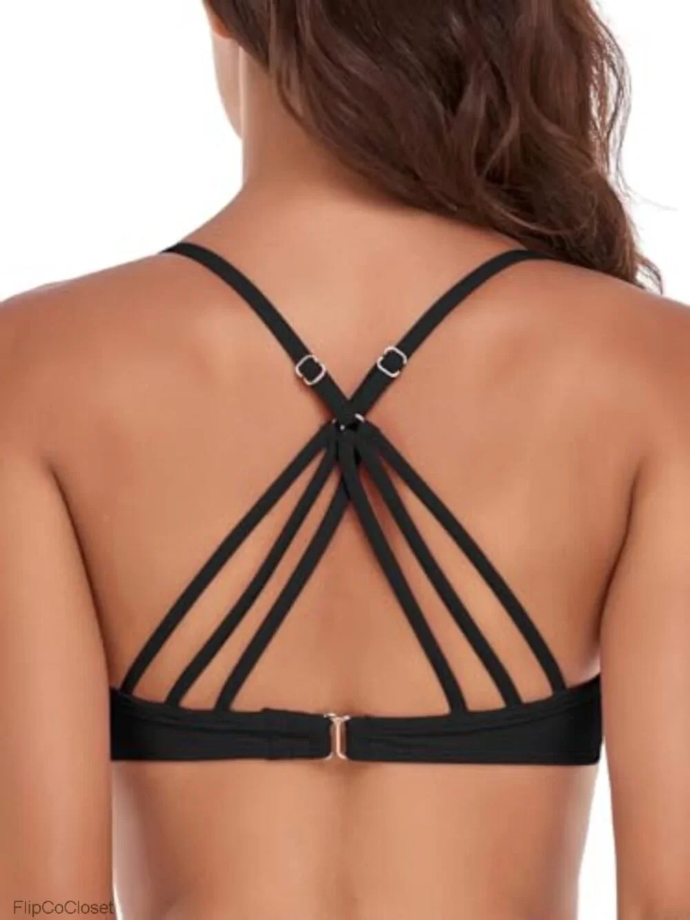 Push Up Bikini Top Twist Front Underwire Molded Pads Crisscross Back Swim